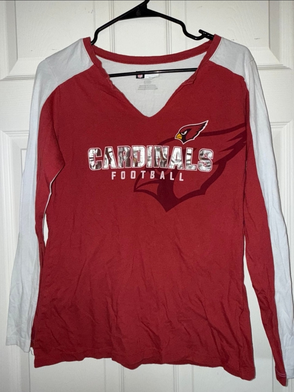 NFL Red and White Arizona Cardinals Long-Sleeve Raglan Tee